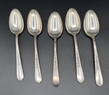 Vintage Set of 5 WM Rogers Mfg. Original Rogers 9in Serving SpoonsSilverplate