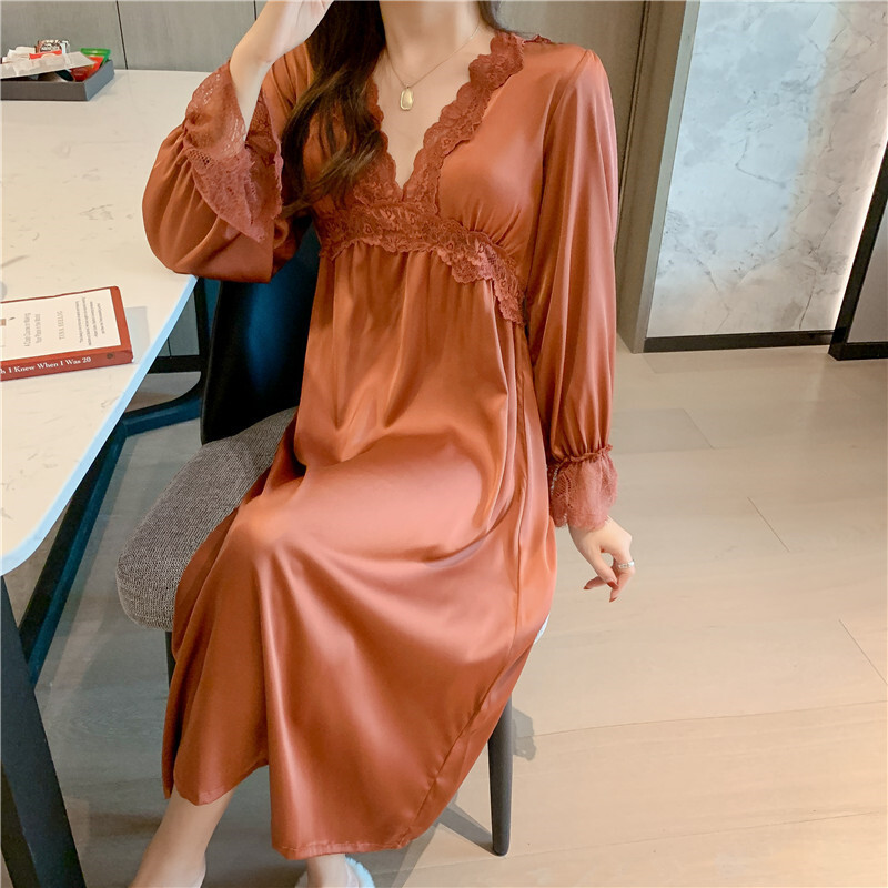 Women's Sleepwear Long Lace Nightgown Short Sleeve Sleepdress Burgundy / XL Women's Sleepwear Long Lace Nightgown Short Sleeve Sleepdress Burgundy / XL