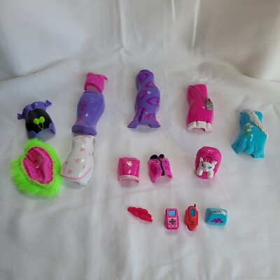 1999 Polly Pocket Hard Plastic Clothes Purse Cell Gameboy Cat Vintage Accessorie