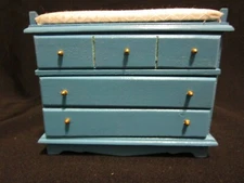 NURSERY CHANGING TABLE Blue DOLLHOUSE FURNITURE MINIATURES NOS