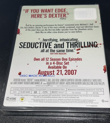 DEXTER FIRST TWO EPISODES DVD - SEASON 1 - WALMART EXCLUSIVE Sealed Promo RARE - Picture 2 of 5