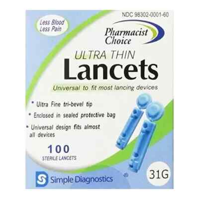 Pharmacist Choice Ultra Thin Sterile Lancets 31G 100 Count New in Box Exp 2026