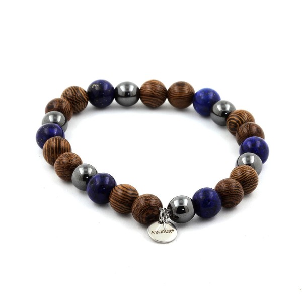 Mineralien Und Edelsteine. Armband Perlen Lapis Lazuli + HäMatit + Holz-image