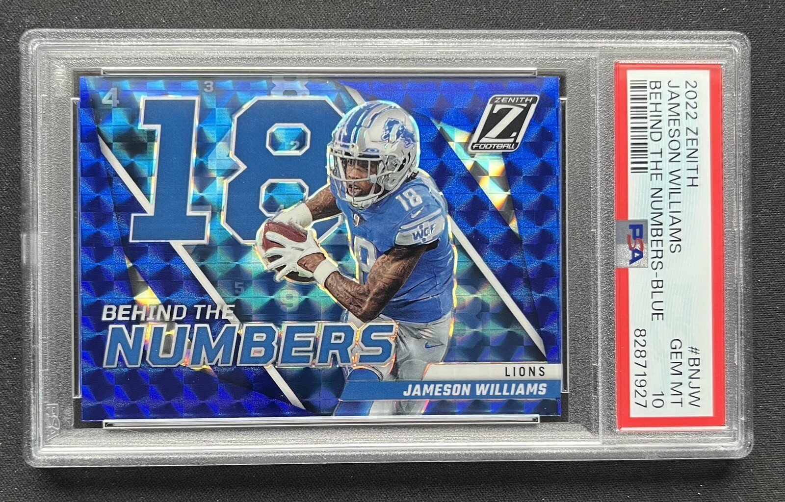 Jameson Williams Panini Zenith Behind the Numbers #BNJW Blue