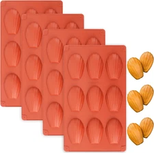 4Pcs Silicone Madeleine Pan, 9 Cavity Madeline Mold Nonstick Shell Shaped Cookie
