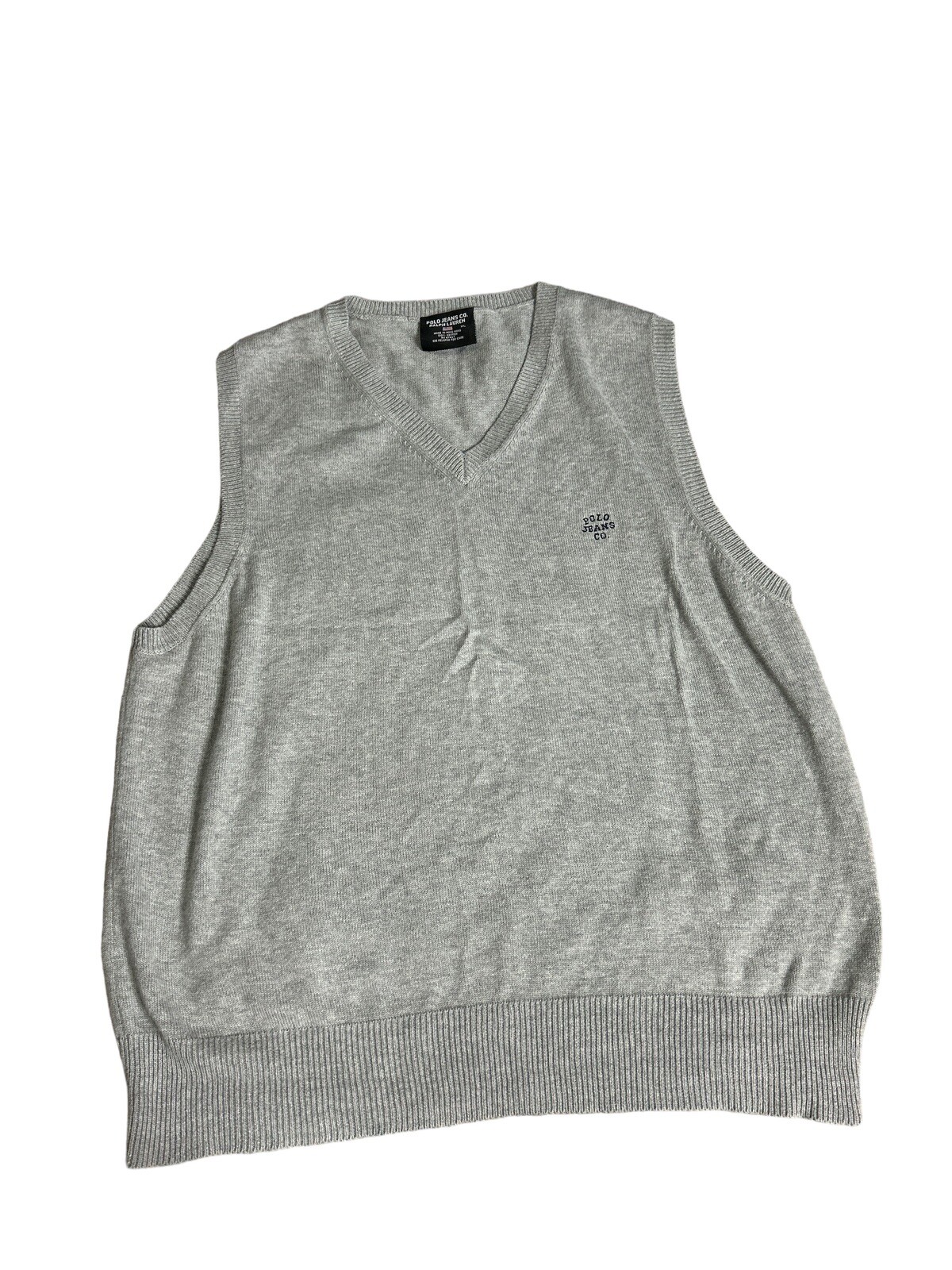 Polo Jeans Co. Ralph Lauren Men’s Sweater Vest Size XL V-Neck Gray Vintage