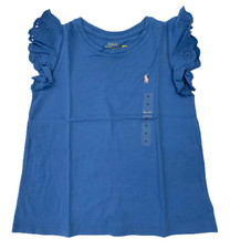 POLO RALPH LAUREN Girls Blue With Pink Pony Dress Cotton
