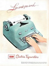 1952 IBM Electric Typewriter Vintage Print Ad Less Work Per Word