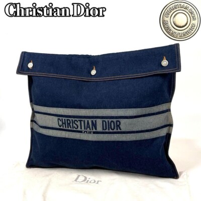 Christian Dior Button Denim jacket pouch Hand bag Denim Vintage