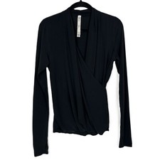 Lululemon Radiant Long Sleeve Wrap Top Pima Cotton Black Size 6