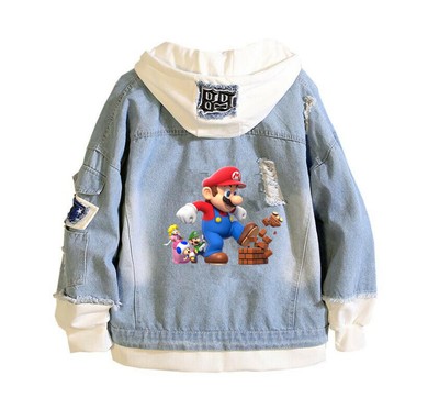 Men's Super Mario Denim Jacket Hoodie 