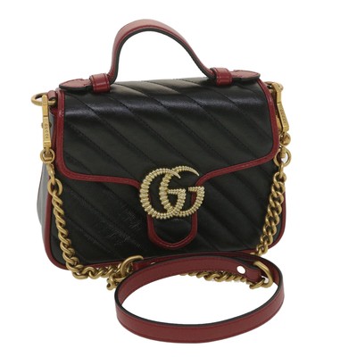 GUCCI GG Marmont Hand Bag Leather 2way Black 583571 Auth yk6261 | eBay