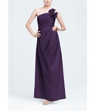 One Shoulder Satin Ballgown Prom Formal Bridesmaid Dress - Lapis Purple Size 2