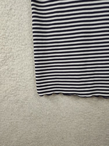 Zara Girls Women Top 11/12 Bue Striped Poly Blend Short Sleeve Regular Fit Shirt - Picture 4 of 17