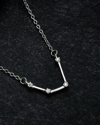 Give Her Her Stars! Aquarius Zodiac Moissanite Necklace-NIB-by Francis Claire