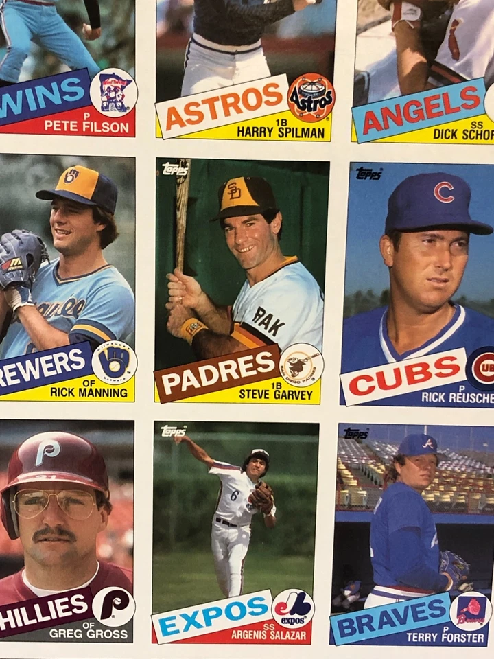 1985 Topps Baseball Card VINTAGE Uncut Sheet (132 Cards) 28" x 43" w/ Nolan Ryan - image 3 of 4