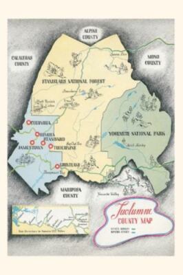 Vintage Journal Visitors Map of Tuolumne County by Found Image Press, Found I...
