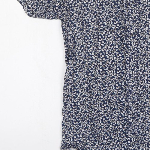 Easy Mens Blue Floral Cotton blend Size S Collared - Picture 12 of 12