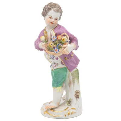12,5 cm - Meissen (1. Wahl) Figur 'Gärtnerkind mit Rosenkorb' - aus 1955 - Bild 1 von 4
