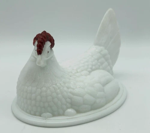 Vintage Milk Glass Hen on Nest Hen Only Red Comb Westmoreland Style Lid