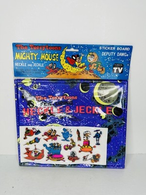 Vtg The Terry Toons - Mighty Mouse - Puffy Stickers Board 1983 Deputy Dawg NOS