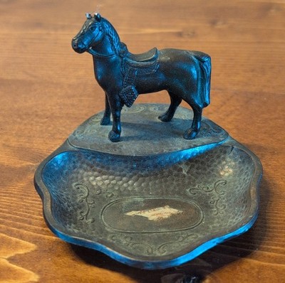 Vintage Metal Horse Figurine Collectible Decorative Car Ashtray Made in Japan