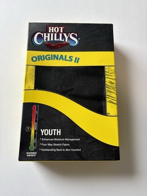 Hot Chillys Youth Small Black Originals II Base Layer Bottoms  HC4087 NWT $40