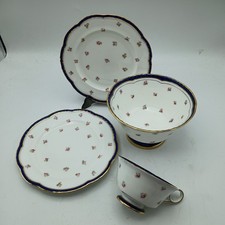 Cauldon Cobalt Blue Gold Teacup, 2 X Side Plate, Large Sugar Bowl Antique