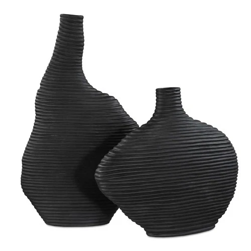 Uttermost 18243 Duostacked 18" Tall Ceramic Vases - Set of 2 - Black - Picture 1 of 6