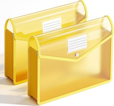 2 Pack Plastic Expanding File Folder, Transparent Envelopes with Snap Closure, F