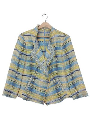 RIANI Tweedblazer Damen Blazer Gr. DE 40 blau-blassgelb Business-Look