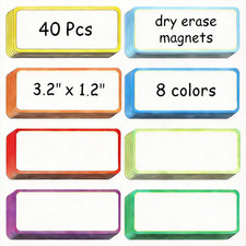 40 Pcs Magnetic Dry Erase Labels Name Plate Tags Flexible Reusable Magnetic Labe