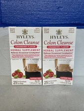 Hyleys Colon Cleanse Cranberry Flavor Supplement Tea 25 Bag Box Lot Of 2 12/2025