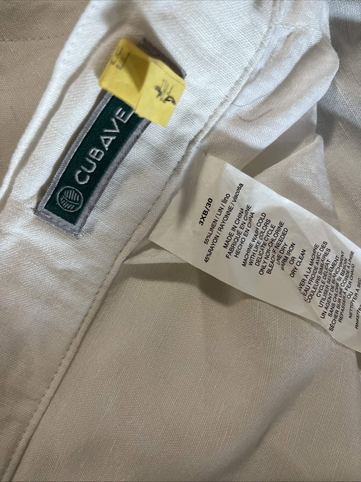 Cubavera Linen Blend Pants Mens 3XB White Elastic Waist Drawstring Beach Y2K