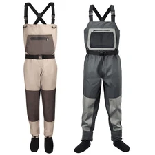 Fishing Chest Waders 100% Waterproof Nylon w/ Reinforced Knees & Durable Buckles