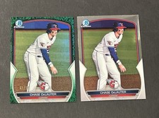 2023 Bowman Chrome Prospects Chase DeLauter Green Grass Refractor /99 + Base