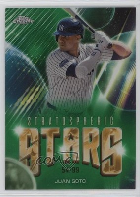 2024 Topps Chrome Update Stratospheric Stars Green Refractor 54/99 Juan Soto g2u