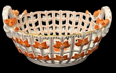 Herend Chinese Bouquet  Oval Fruit Basket  8''  RARE