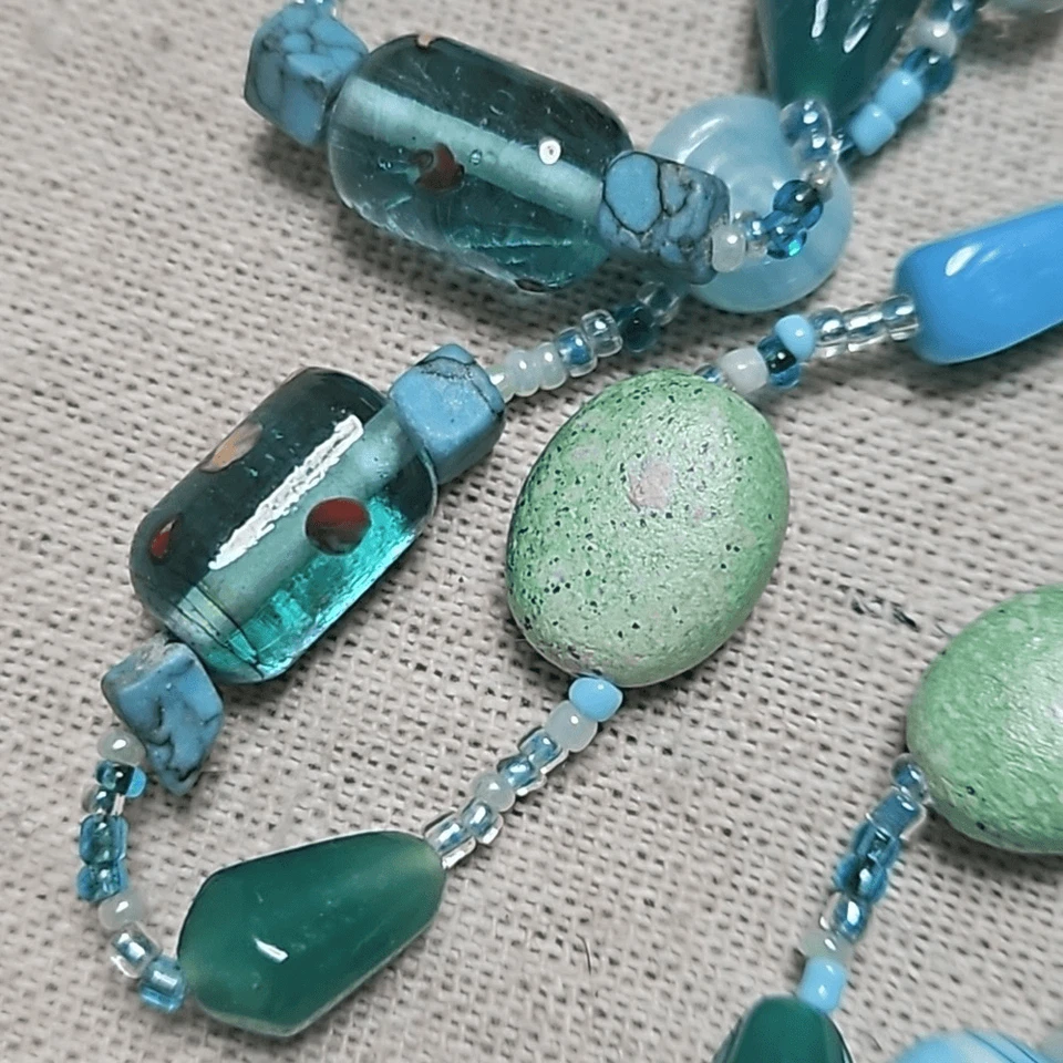 Vintage Venetian Glass Handmade Ling Gemstone Chaldoncy Necklace OOAK - Image 2 of 4