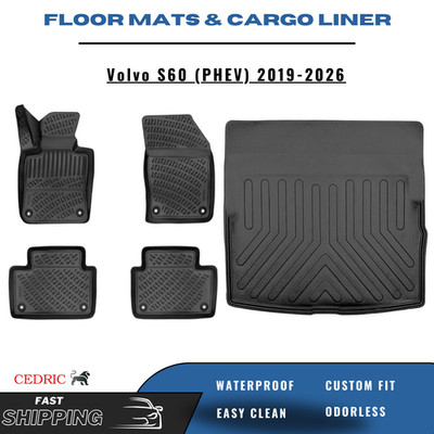 Car Floor Mats & Trunk Cargo Liner for Volvo S60 (PHEV) 2019-2026 TPE FULL Set