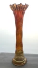15" Fenton Iridescent Marigold Carnival Glass Swung Vase / Stretch Vase