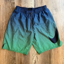 NIKE Swim Shorts Mens Size XL Vital Volley Ombre Blue Green Trunks Big Logo
