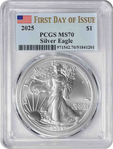 2025 $1 American Silver Eagle MS70 First Day of Issue PCGS
