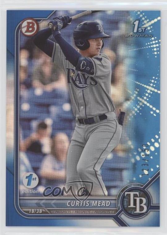 2022 Bowman 1st Edition Blue Foil 123/150 Curtis Mead #BPPF-10 0n3c