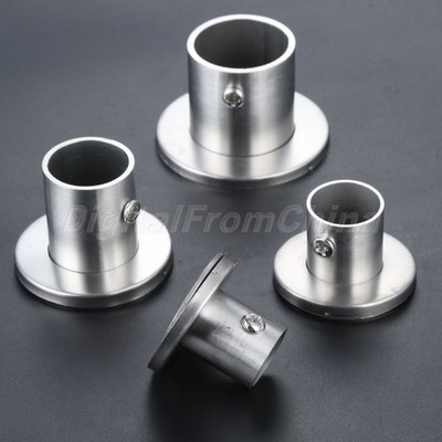 2Pc Stainless Steel Flange Bracket Closet Clothes Rail Socket Hanging Rod Socket