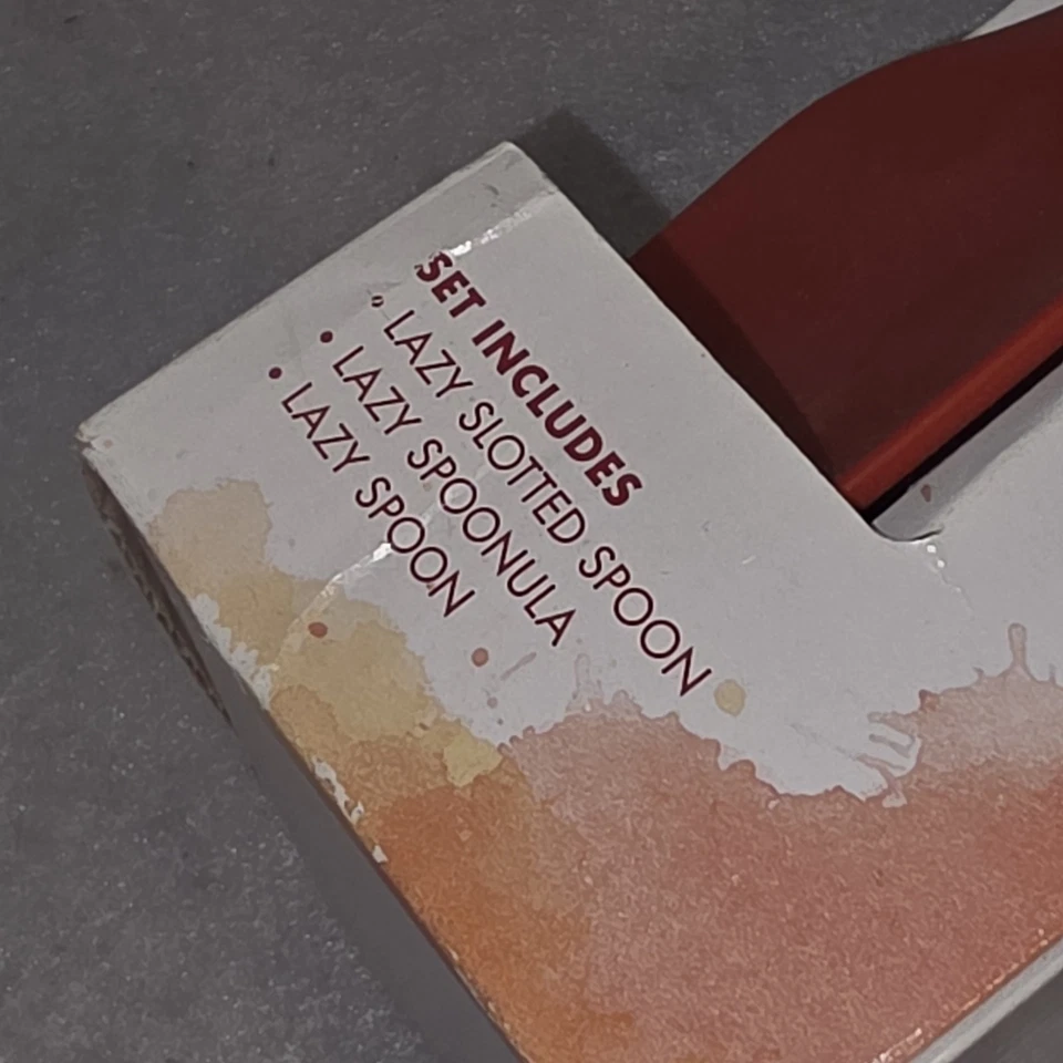 Rachel Ray Lazy Tools Juego de 3 Piezas Nuevo en Caja Cuchara Ranurada Cuchara Silicona Roja Foto 3 de 4