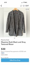 Massimo Dutti Black Gray Textured Blazer M Notch Lapel Two-Button