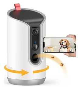 TKENPRO 2K Pet Camera Treat Dispenser 360° View 2-Way Talk Auto Tracking
