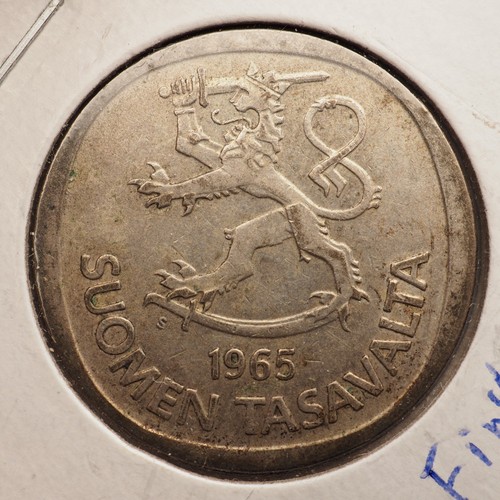 1965 Finland 1 Markka .350 Silver Coin - FREE SHIPPING! C4000