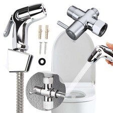 Stainless Steel Handheld Toilet Bidet Sprayer Kit  T-adapter Valve Faucet Spray